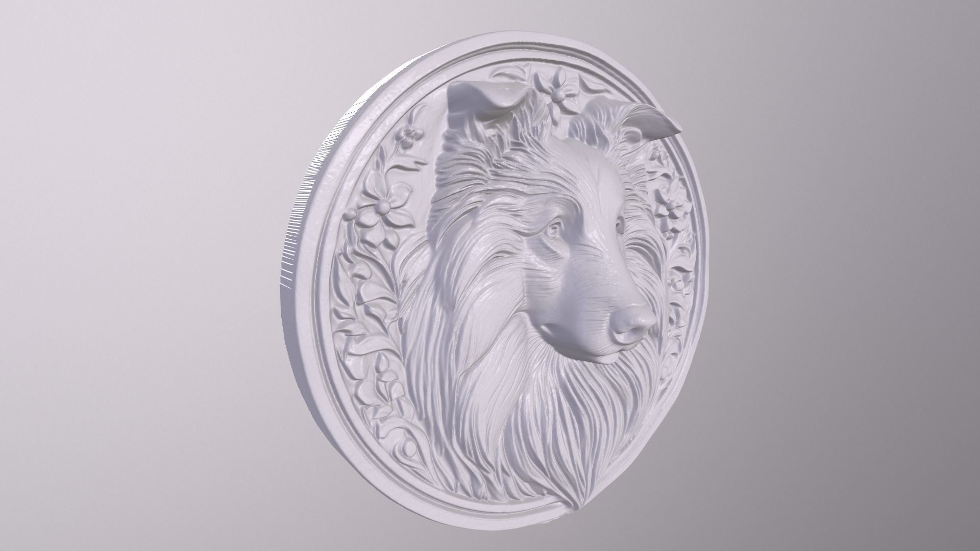 Collie 3 basrelief for 3D printing 3D print model_4