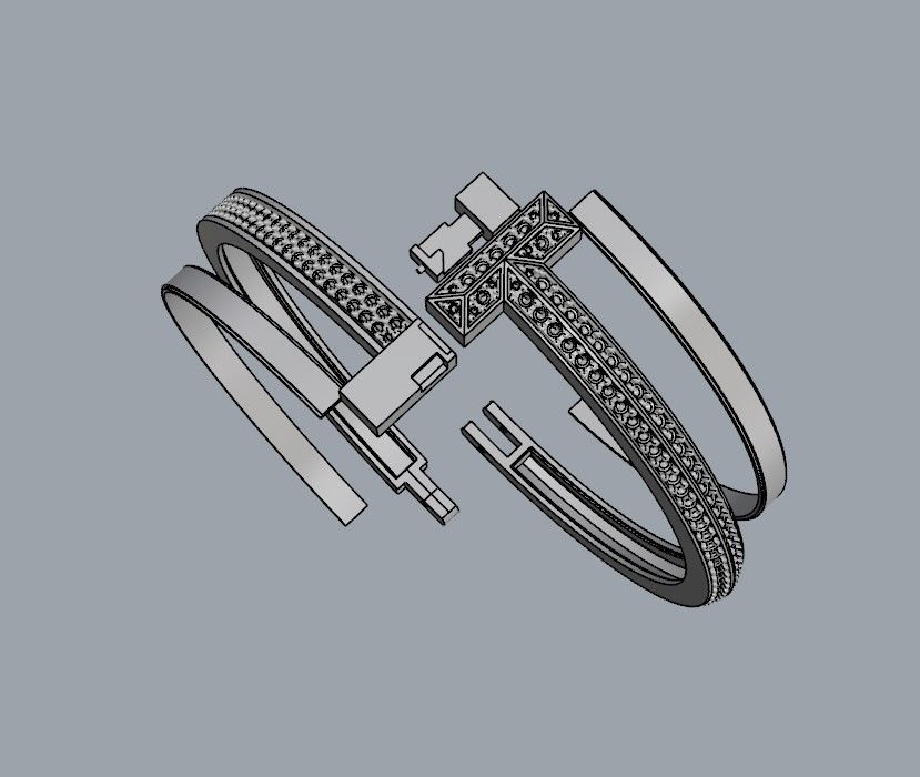 Tiffany T Bangle Wide 3D print model_8