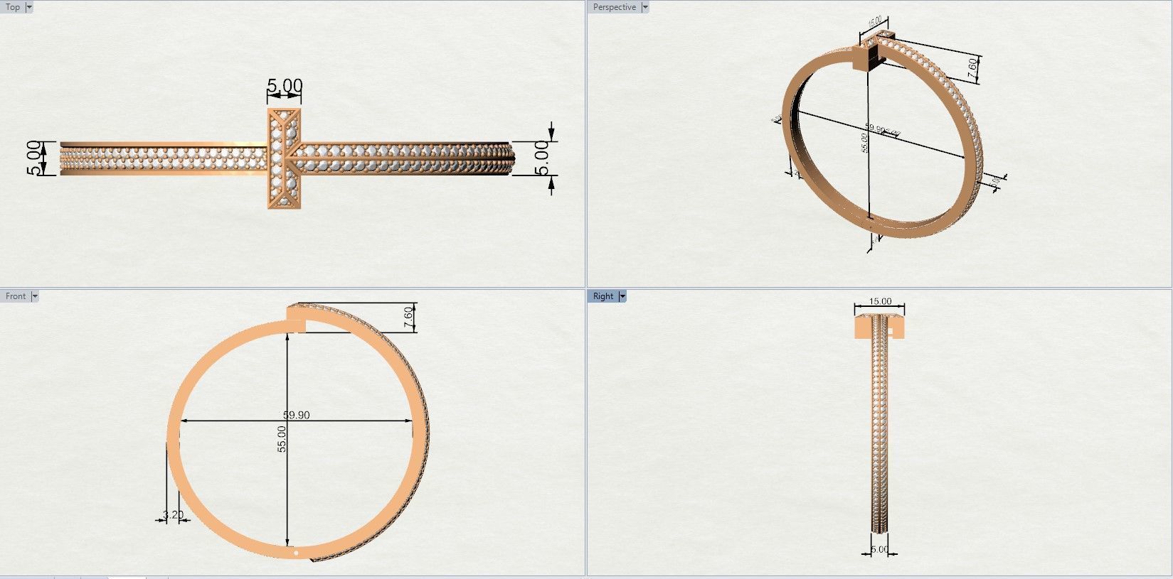 Tiffany T Bangle Wide 3D print model_7
