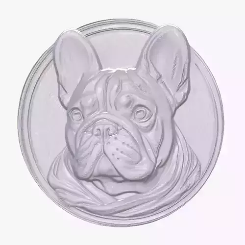 French Bull Dog 4 basrelief for 3D printing