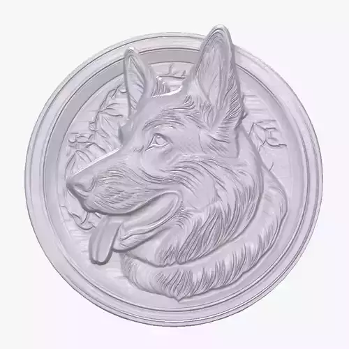 German Shepherd 1 basrelief for 3D printing