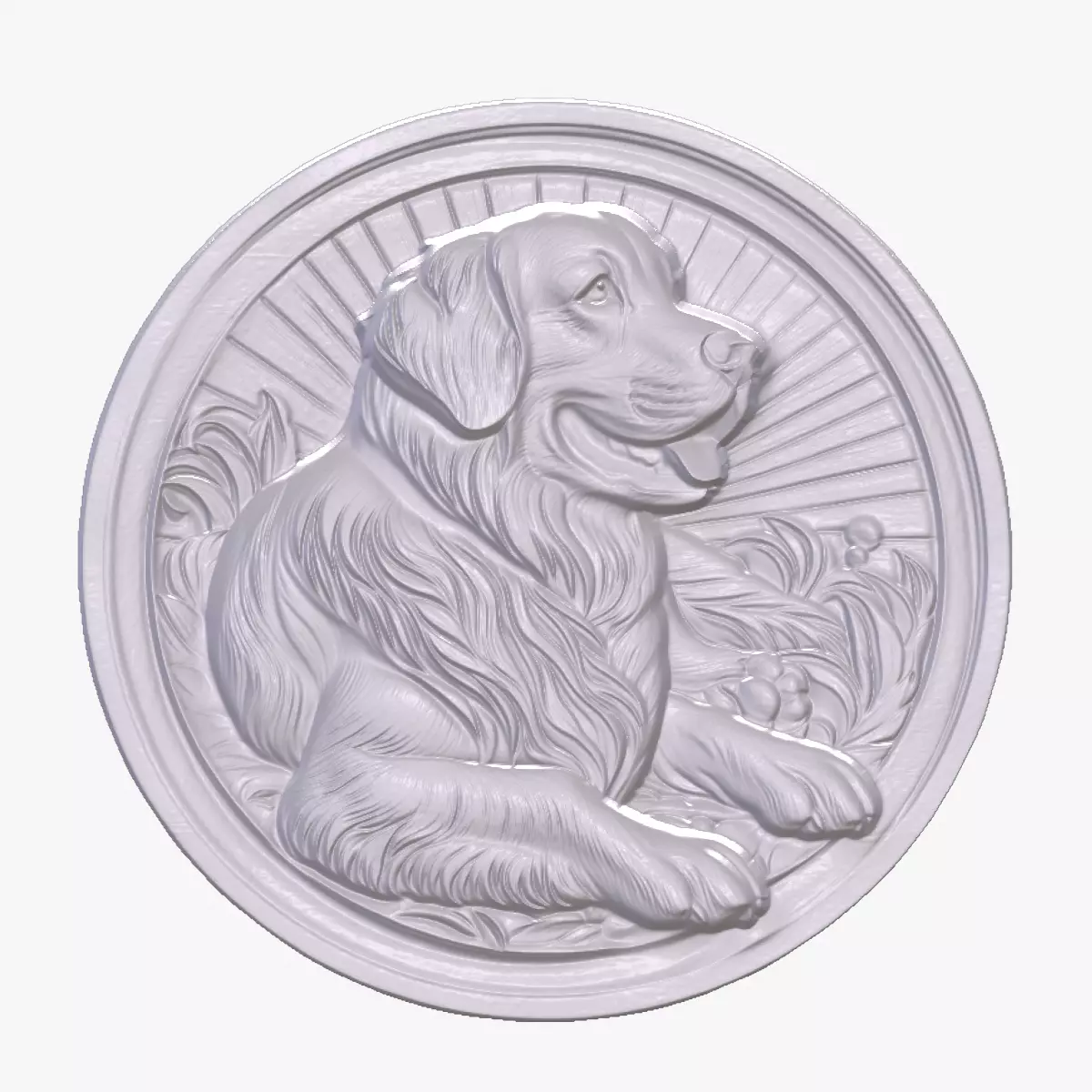 Golden Retriever 1 basrelief for 3D printing 3D print model_0