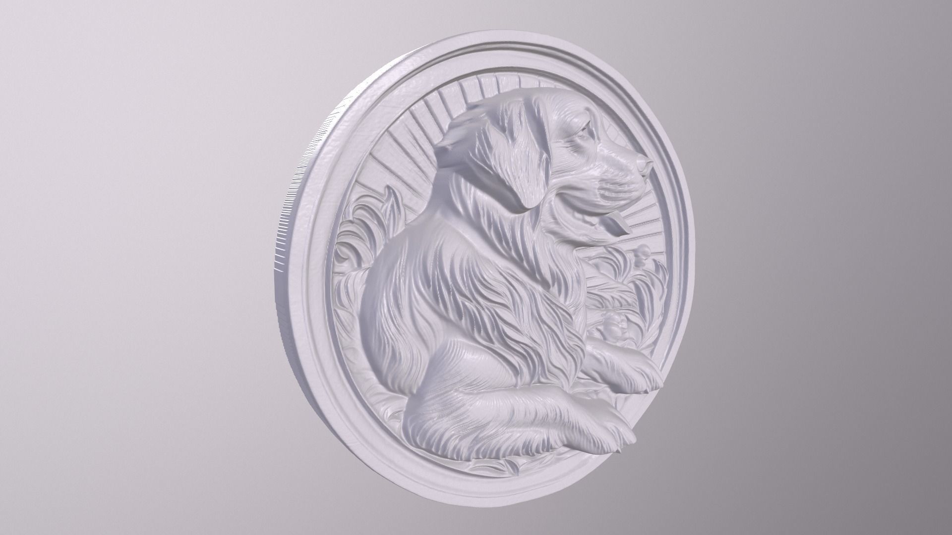 Golden Retriever 1 basrelief for 3D printing 3D print model_4