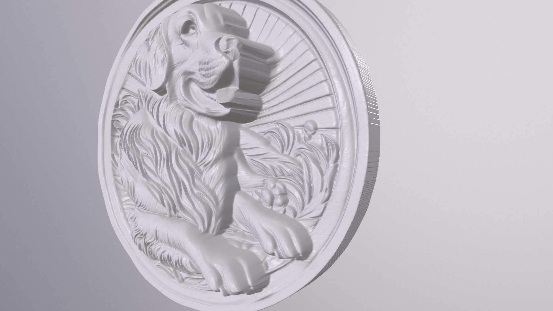 Golden Retriever 1 basrelief for 3D printing 3D print model_3