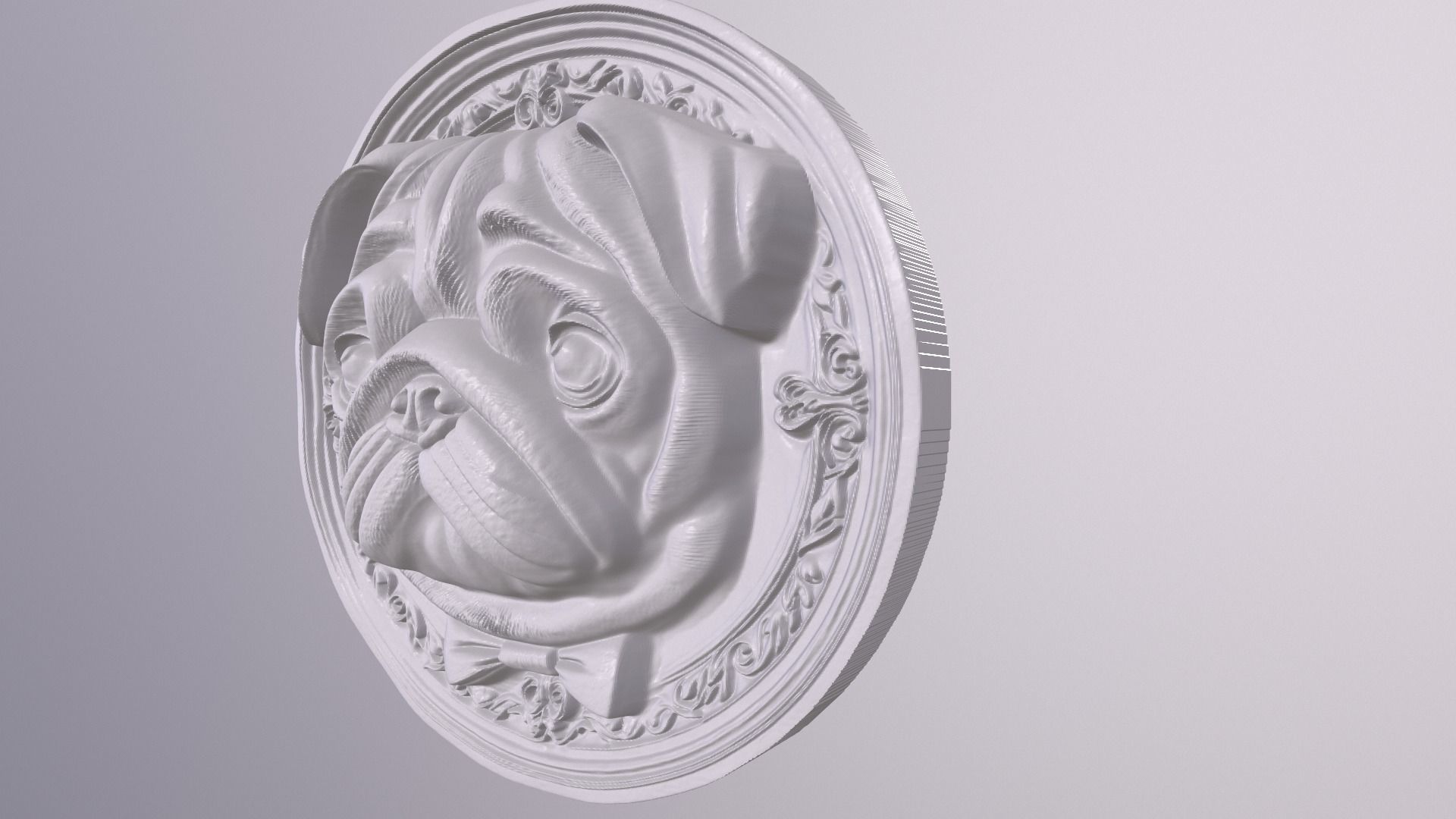 Pug 2 basrelief for 3D printing 3D print model_3