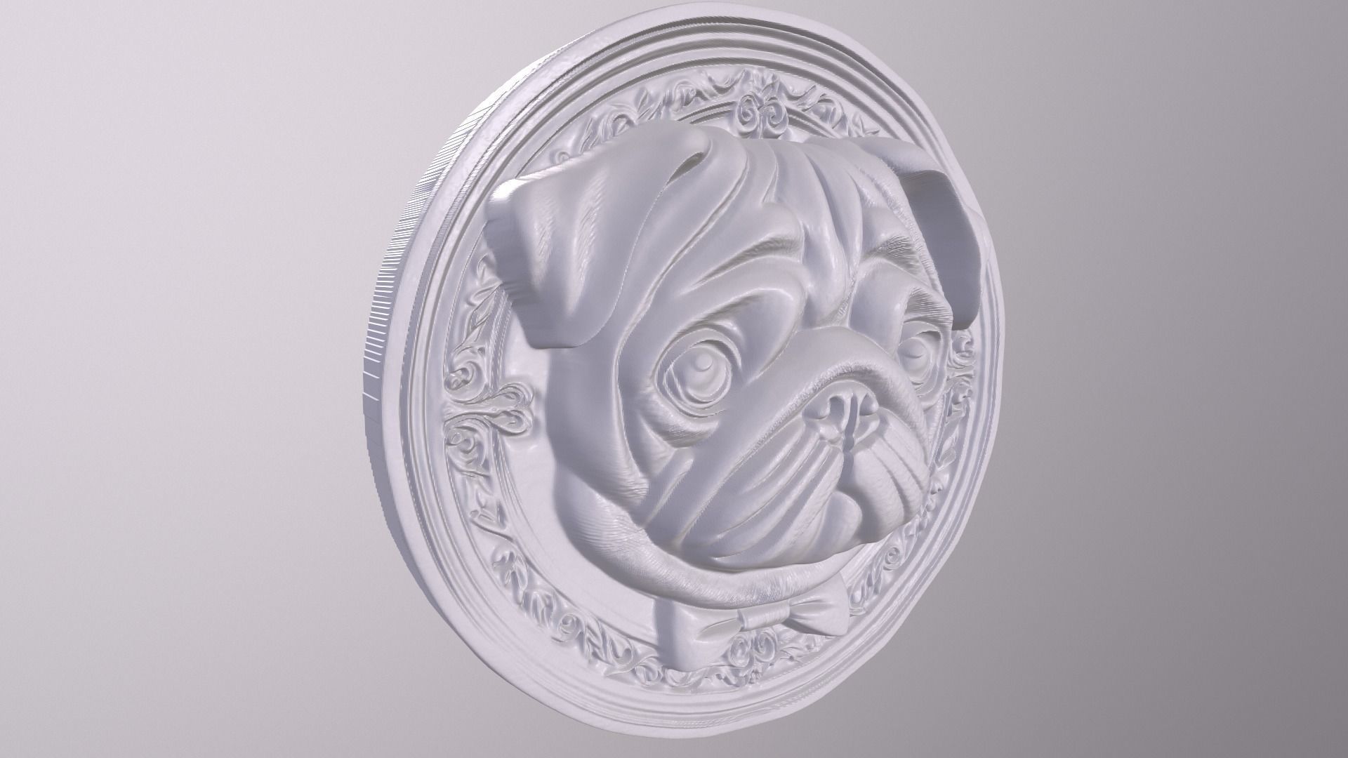 Pug 2 basrelief for 3D printing 3D print model_4