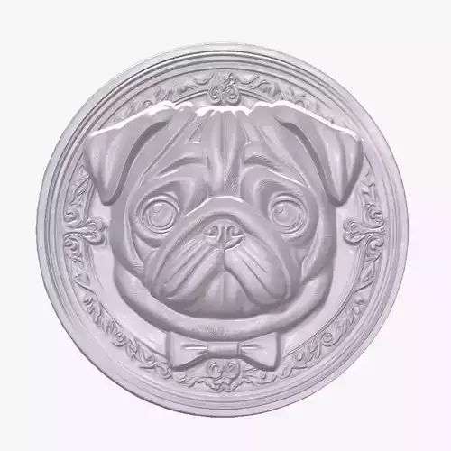 Pug 2 basrelief for 3D printing