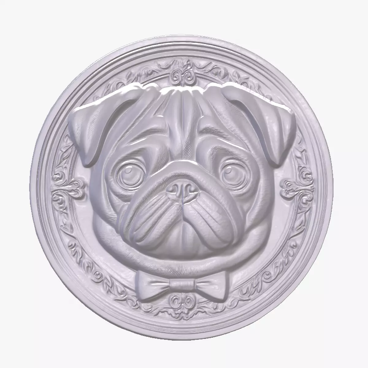 Pug 2 basrelief for 3D printing 3D print model_0