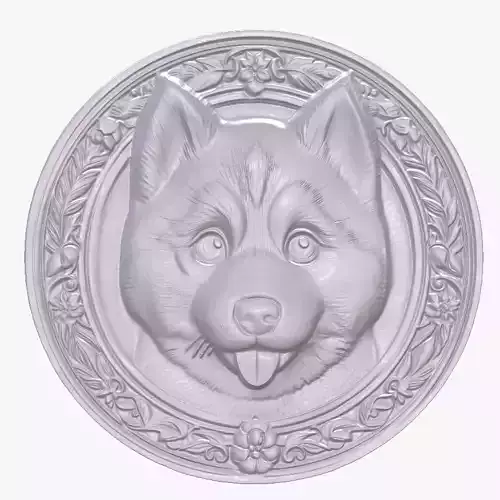 Puppy Husky 3 basrelief for 3D printing
