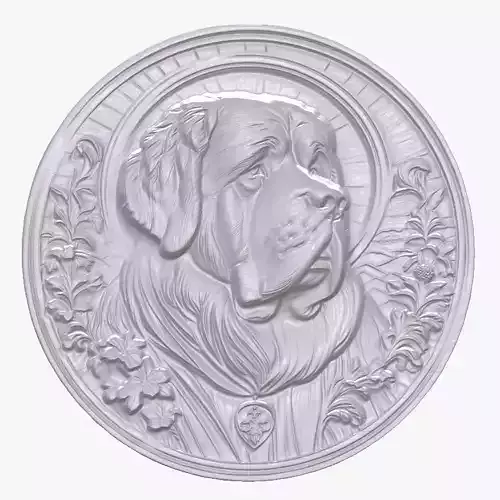 St Bernard 1 basrelief for 3D printing