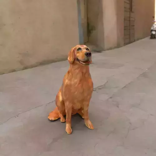 Golden retriever dog Low-poly 3D model