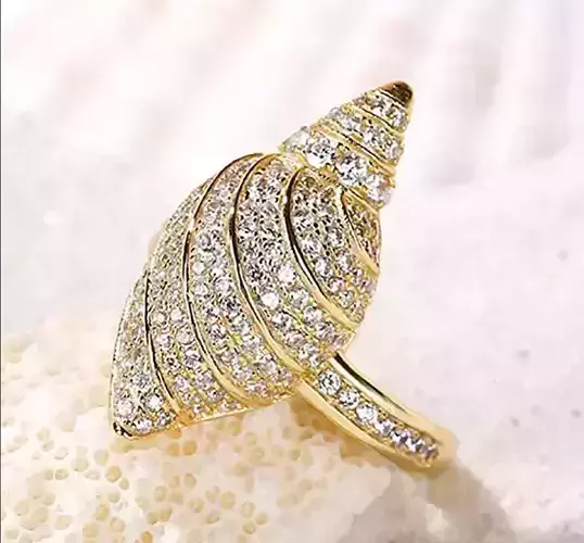 COWRIE SHELL  DIAMOND RING US SIZE 7 3D print model