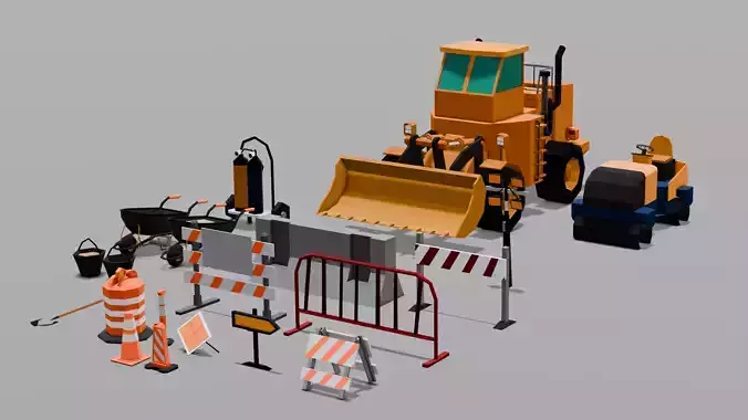 Construction Asset Pack 3D Model Low-poly 3D model