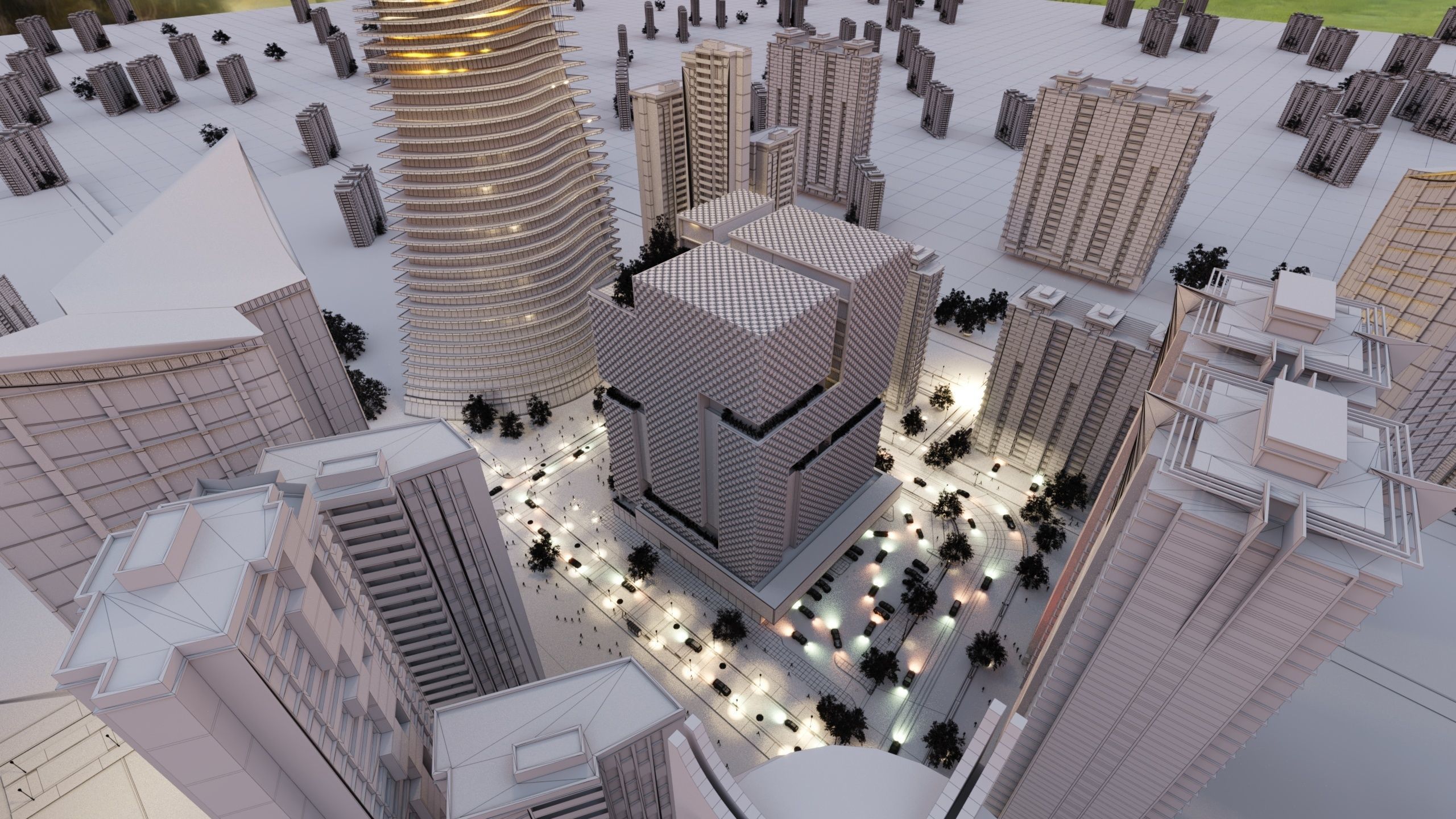 Tower in a city FULL Residential building Corona 3D model_10