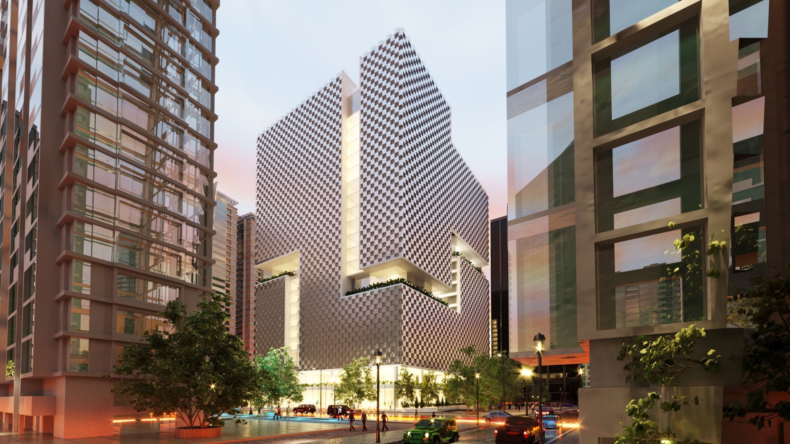 Tower in a city FULL Residential building Corona 3D model_5