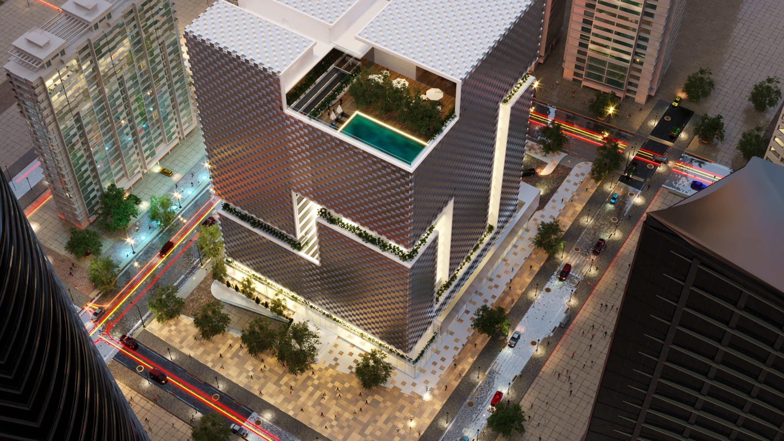 Tower in a city FULL Residential building Corona 3D model_3