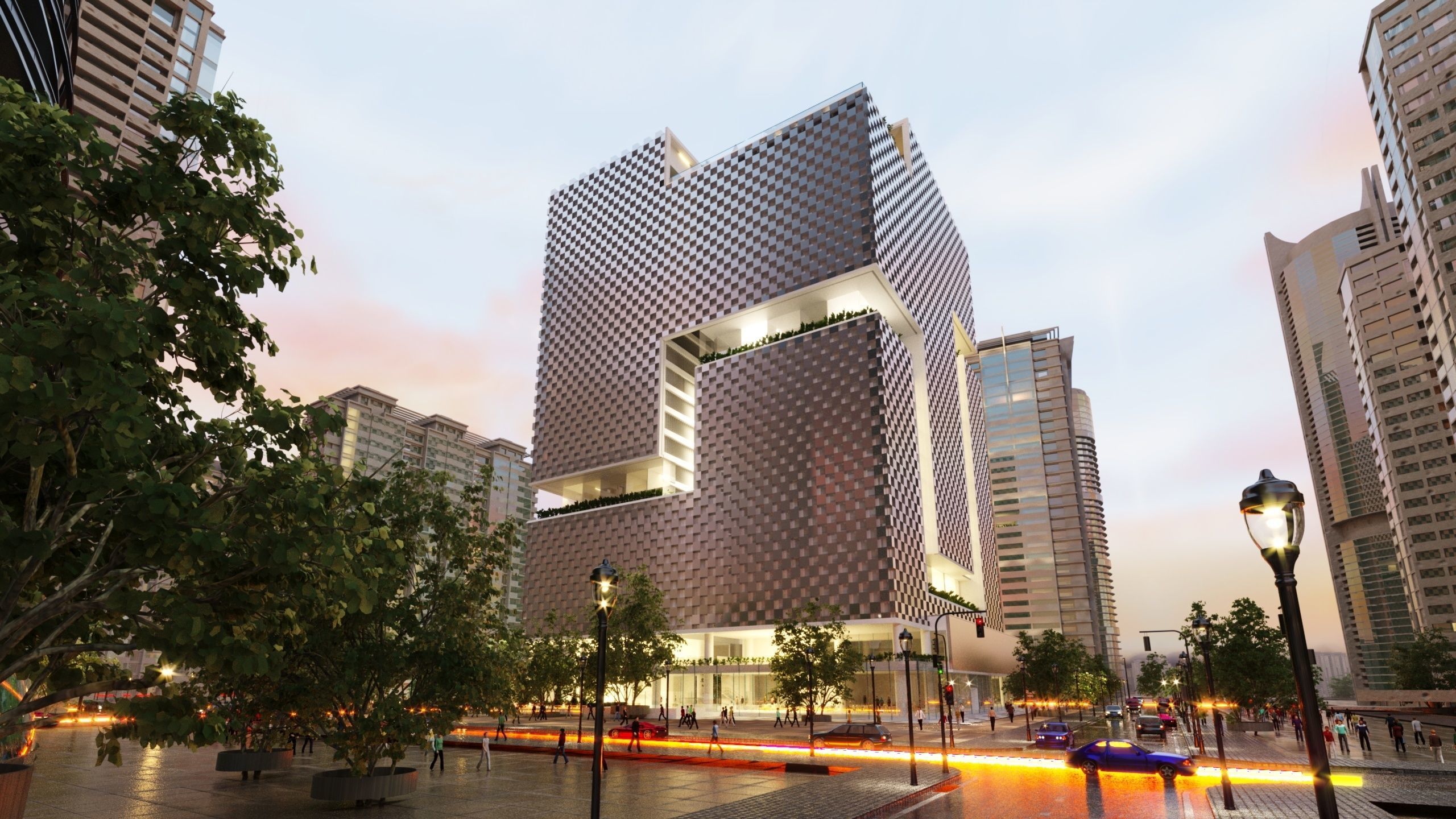 Tower in a city FULL Residential building Corona 3D model_4