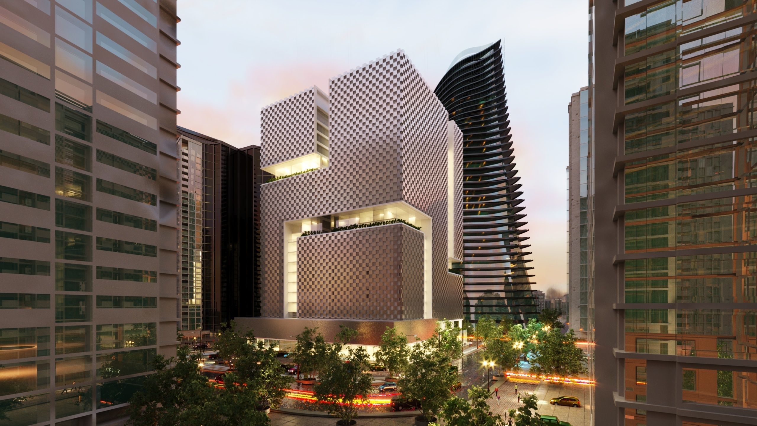 Tower in a city FULL Residential building Corona 3D model_6