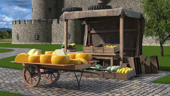 Cheese Trading Cart 3D model 2