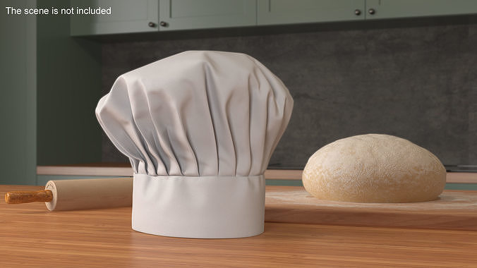 White Puffy Chef Hat 3D model
