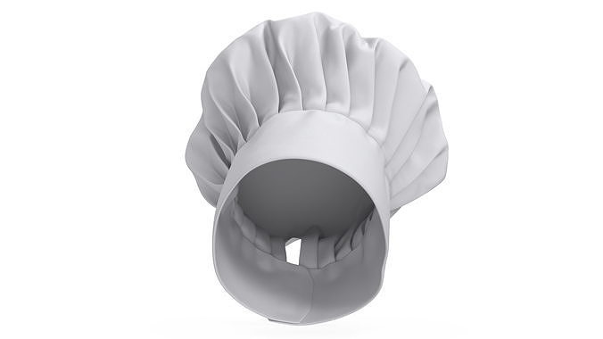 White Puffy Chef Hat 3D model 7