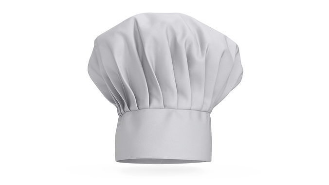 White Puffy Chef Hat 3D model 5