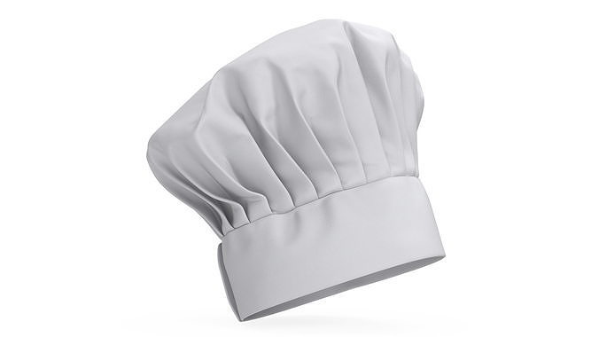 White Puffy Chef Hat 3D model 6