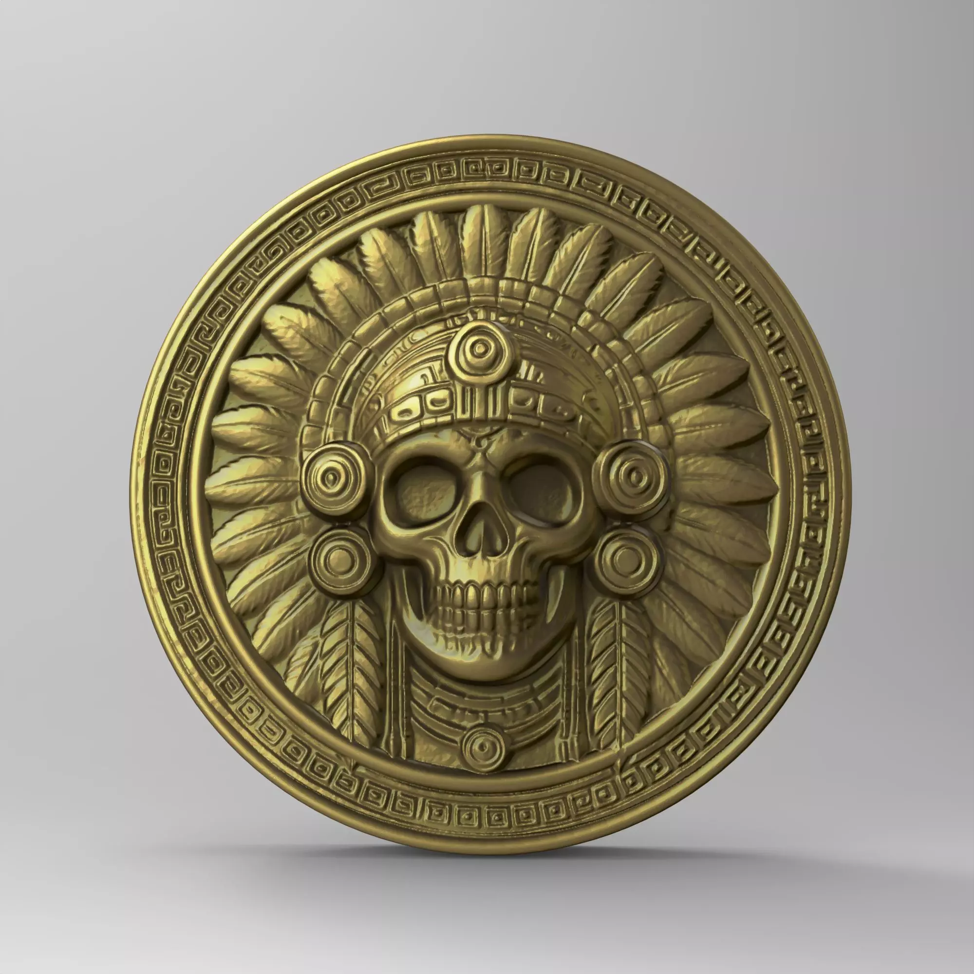 Aztec Skull Chief High Detail Tribal Design 3D print model