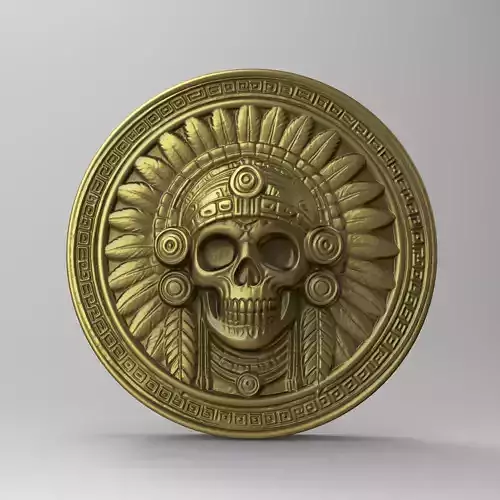 Aztec Skull Chief High Detail Tribal Design 3D print model