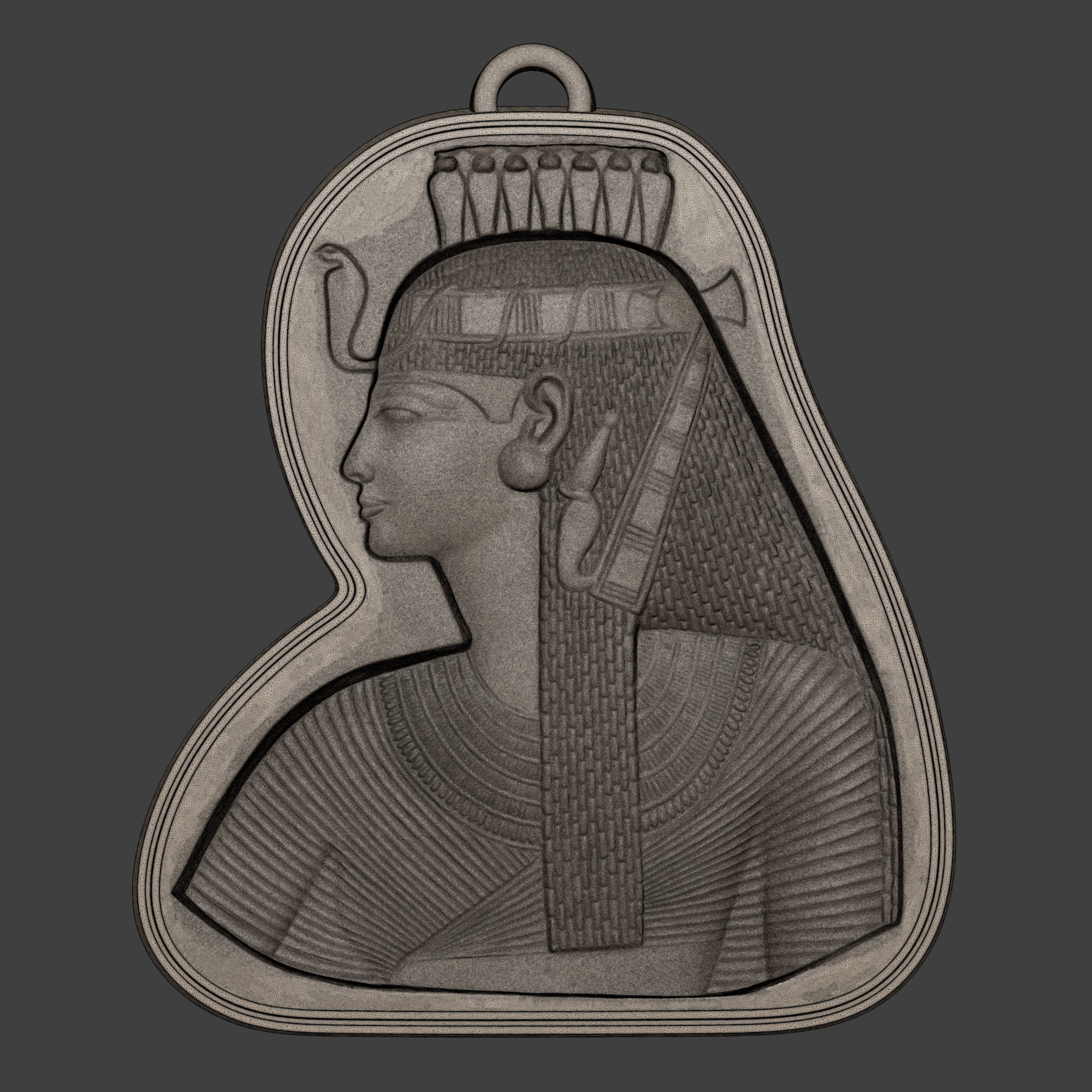 Egyptian Queen Pendant -- Nefertiti - Cleopatra  3D print model_2