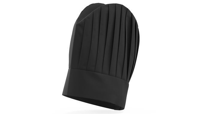 Black Tall Chef Hat 3D model 5