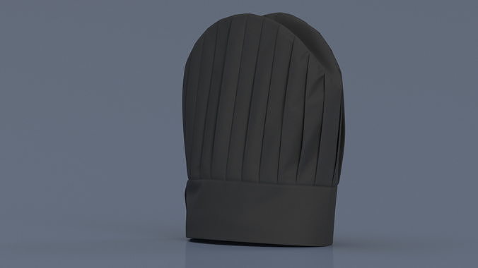 Black Tall Chef Hat 3D model 4