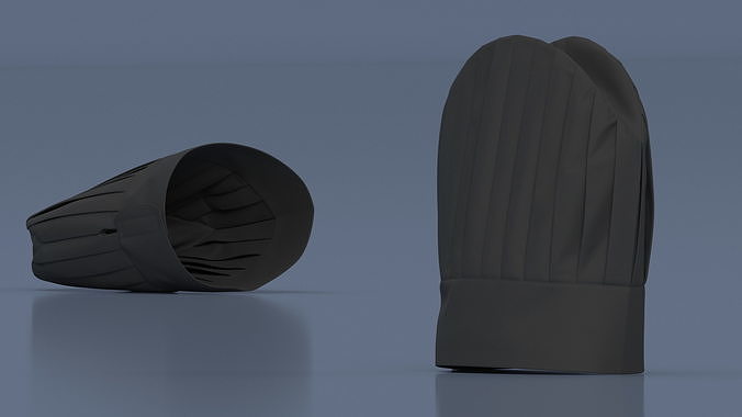 Black Tall Chef Hat 3D model 3