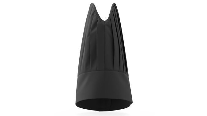 Black Tall Chef Hat 3D model 6