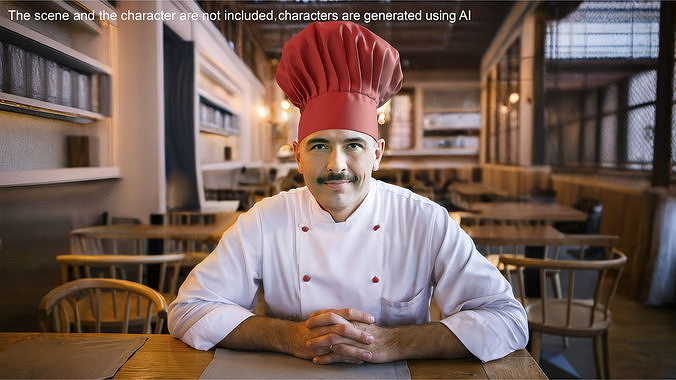Puffy Chef Hat in Red 3D model