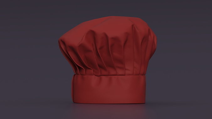 Puffy Chef Hat in Red 3D model 3