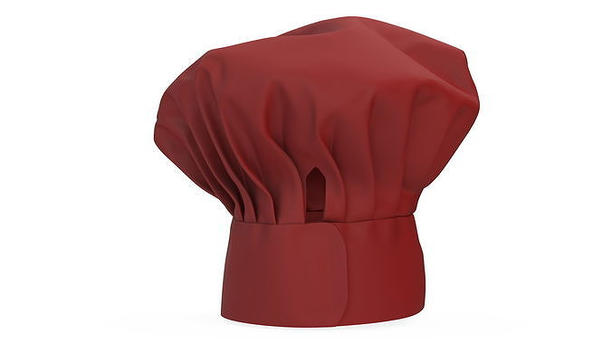 Puffy Chef Hat in Red 3D model 7