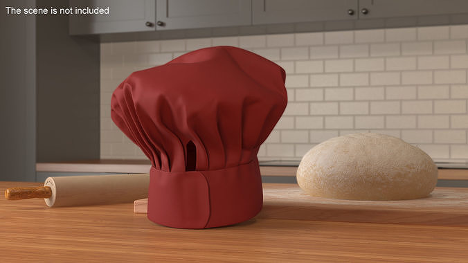 Puffy Chef Hat in Red 3D model 2