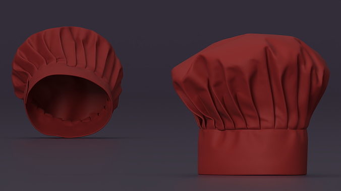Puffy Chef Hat in Red 3D model 4