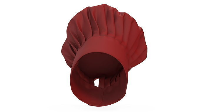 Puffy Chef Hat in Red 3D model 6