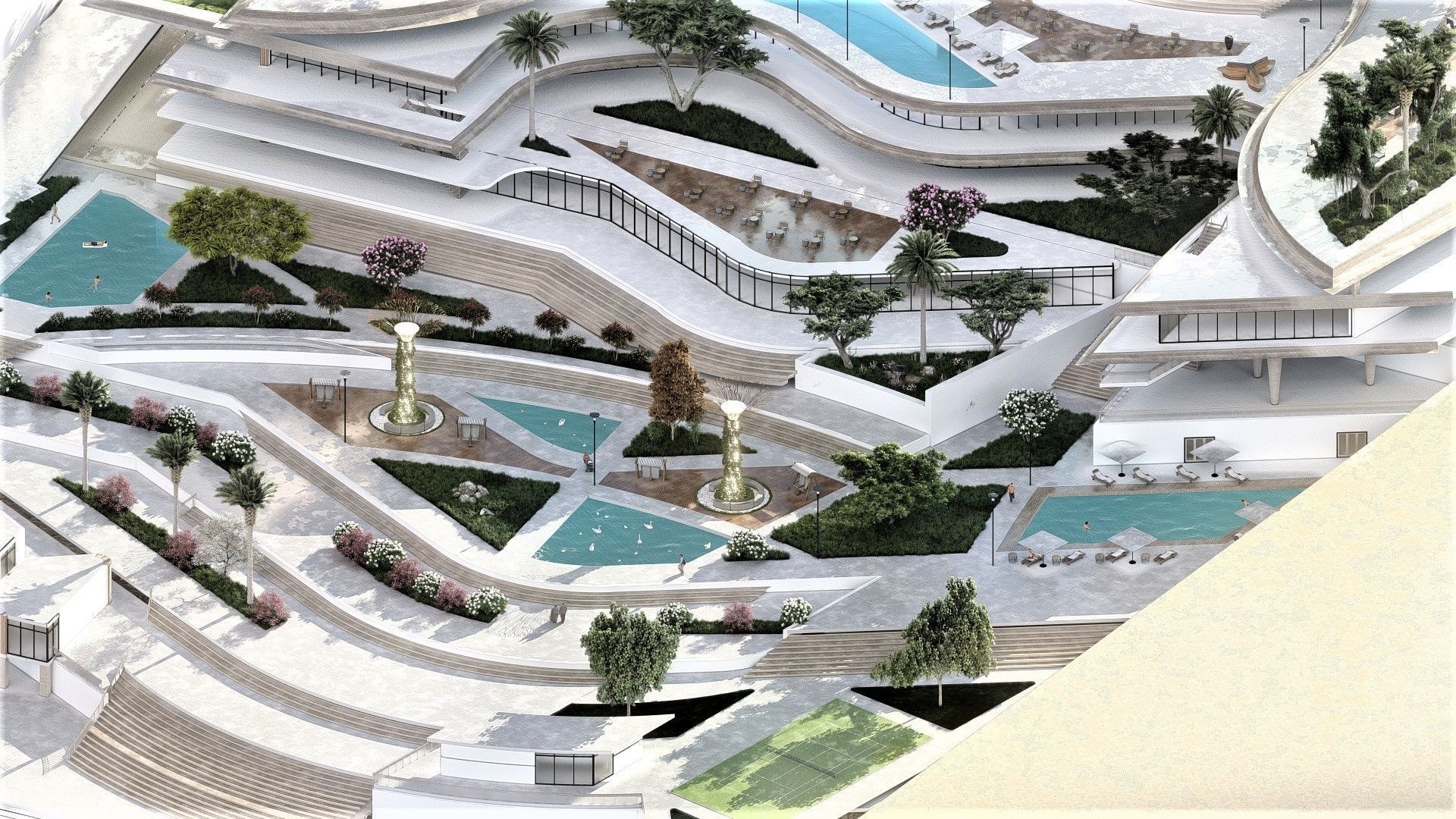 A therapeutic tourist resort Low-poly 3D model_3