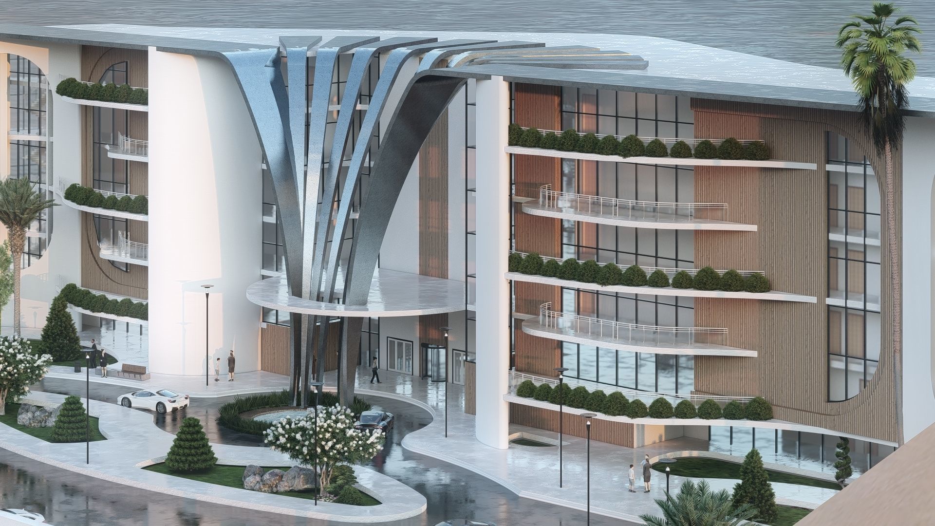 A therapeutic tourist resort Low-poly 3D model_1