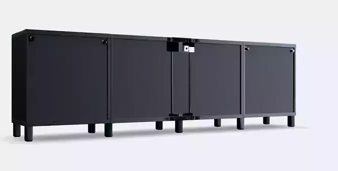 BESTA TV bench with doors and drawers