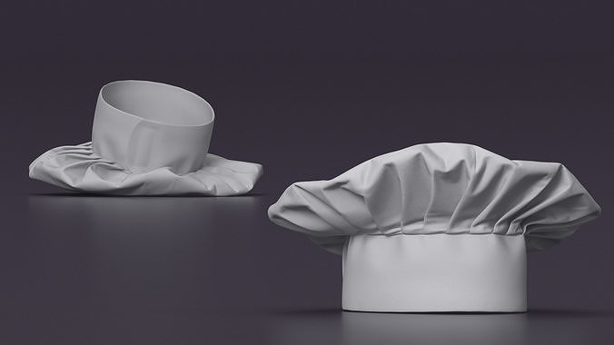 Chef Hat in White Color 3D model 4