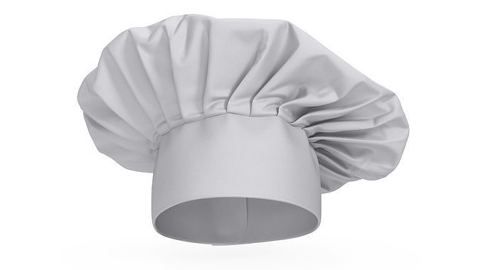 Chef Hat in White Color 3D model 6