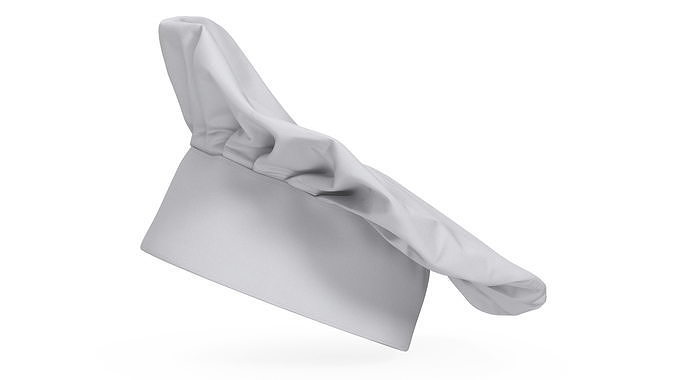 Chef Hat in White Color 3D model 7