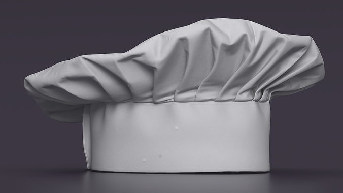 Chef Hat in White Color 3D model 3