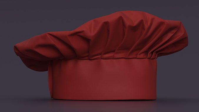 Red Chef Hat 3D model 4