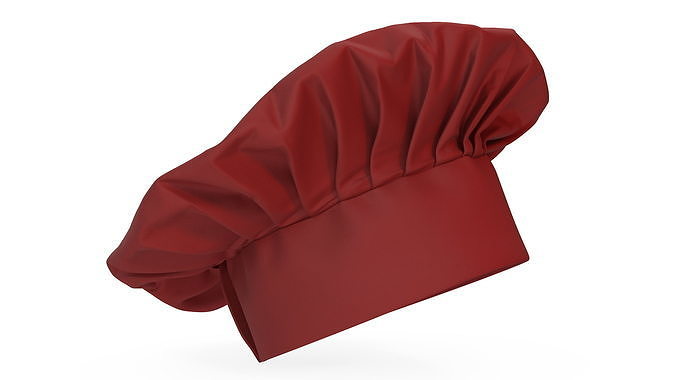 Red Chef Hat 3D model 6