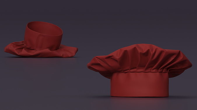 Red Chef Hat 3D model 3